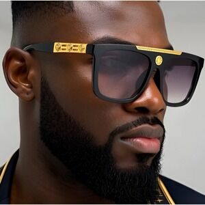 Men's Classic Elegant Modern Retro Hip Hop Fashion Black Lens Eye Glasses Frames